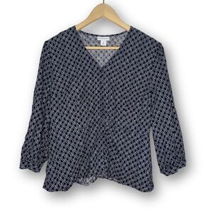 Vintage Liz Claiborne 3/4 Sleeve Button Down Peplum Blouse Size Medium